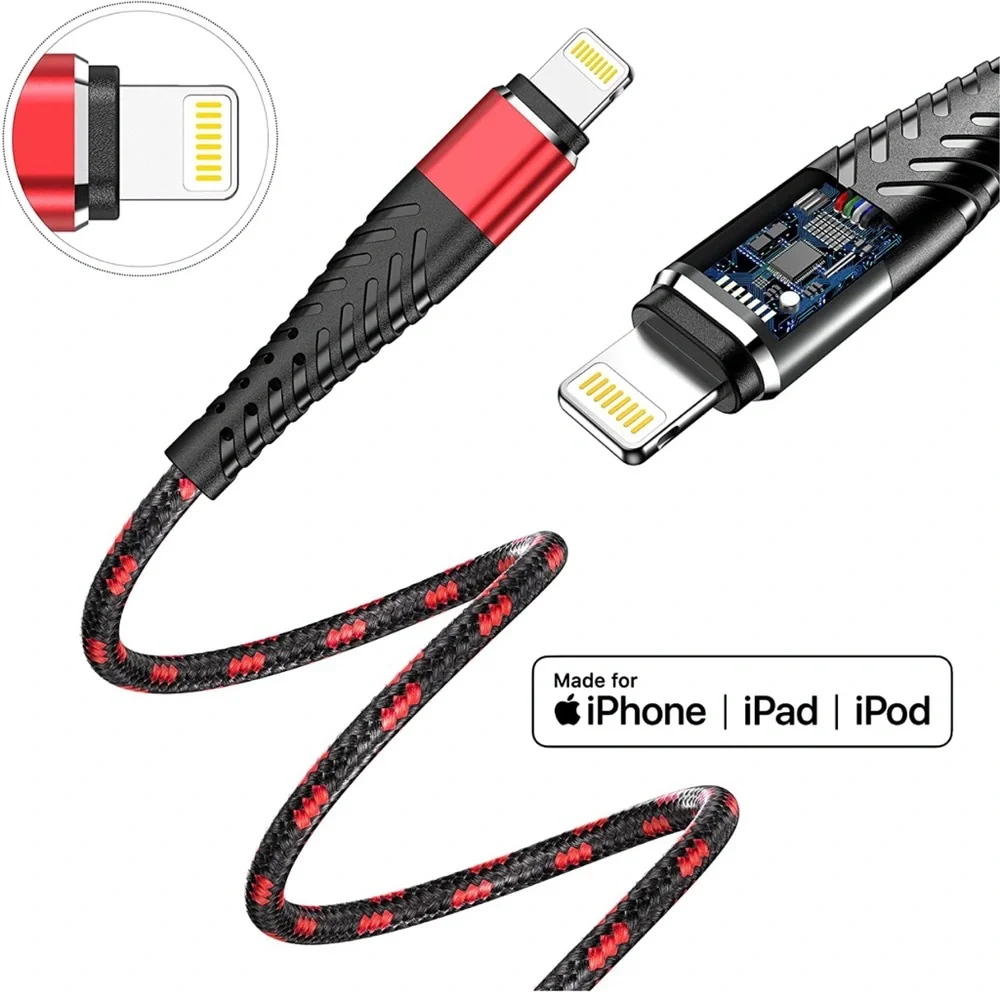 3 Pack 3 Colorful 6FT Lighting Cable [Apple MFi Certified] iPhone Charger Cord